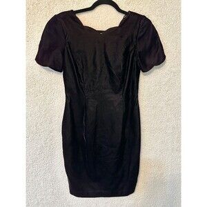 VTG Santa Fe Dark‎ Purple Velvet Sleeveless Dress Size 4 Scolloped Neckline